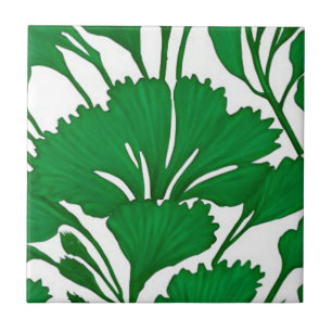 flower botanical emerald green tile