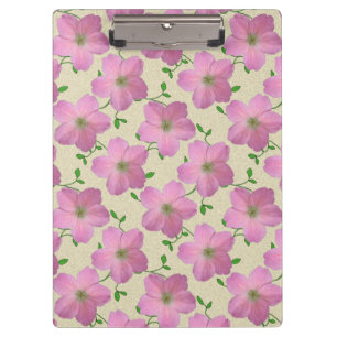 Flower Botanical Garden Pattern Pink on any Colour Clipboard