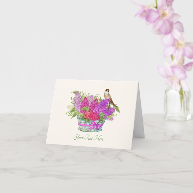 Flower bouquet bird  card (Orchid)