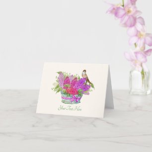 Flower bouquet bird card