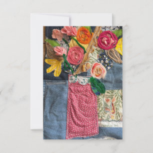 Flower bouquet blank cards artquilt