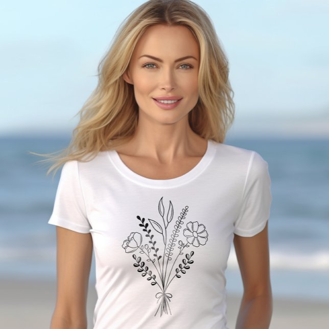 Flower Bouquet Boho Line Art Hoodie (Creator Uploaded)