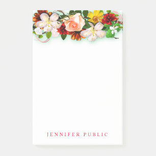 Flower Bouquet Colourful Watercolor Floral Templat Post-it Notes