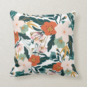 Flower Bouquet Computer Art Decor-Soft White Cushion
