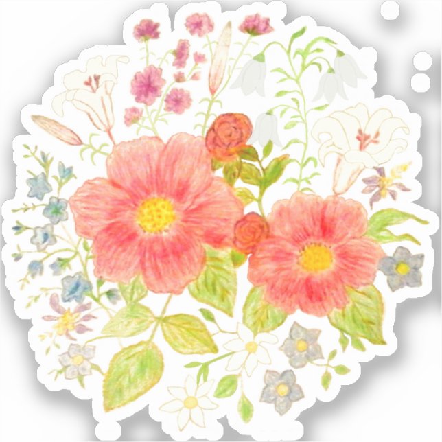 Flower Bouquet Custom Cut Sticker  (Front)