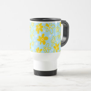 Flower Bouquet Daisy Meadow Sky Yellow White Travel Mug