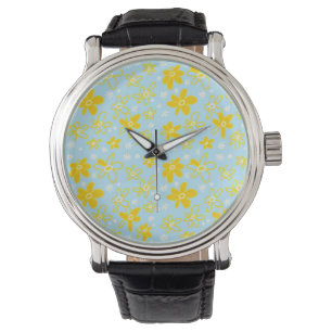 Flower Bouquet Daisy Meadow Sky Yellow White Watch