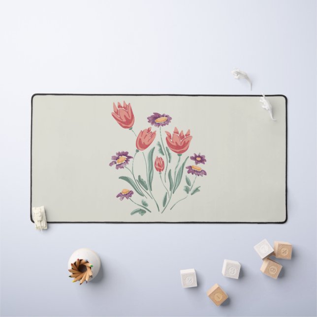 Flower Bouquet Delicate Floral Arrangements  Desk Mat (Kids Table)