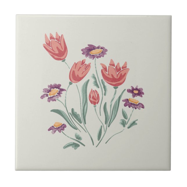 Flower Bouquet Delicate Floral Arrangements  Tile (Front)