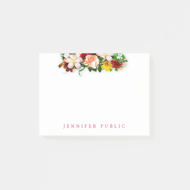 Flower Bouquet Floral Template Colourful Watercolo Post-it Notes (Front)