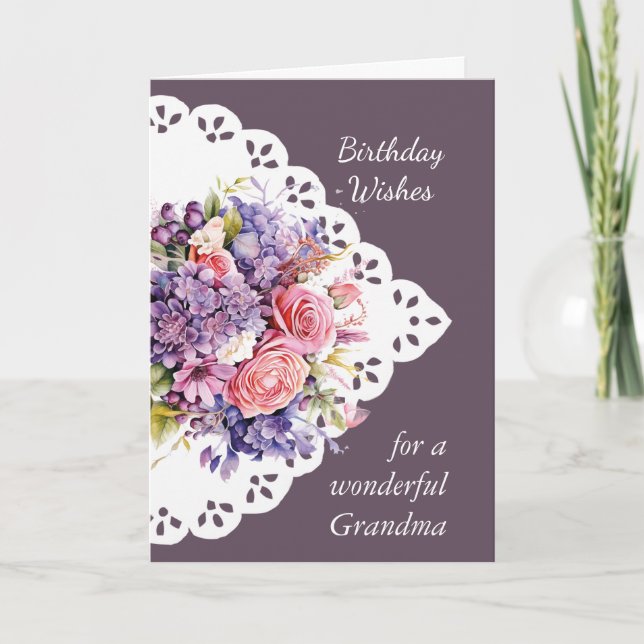  Flower Bouquet Grandma Grandmother  Birthday Card (Front)