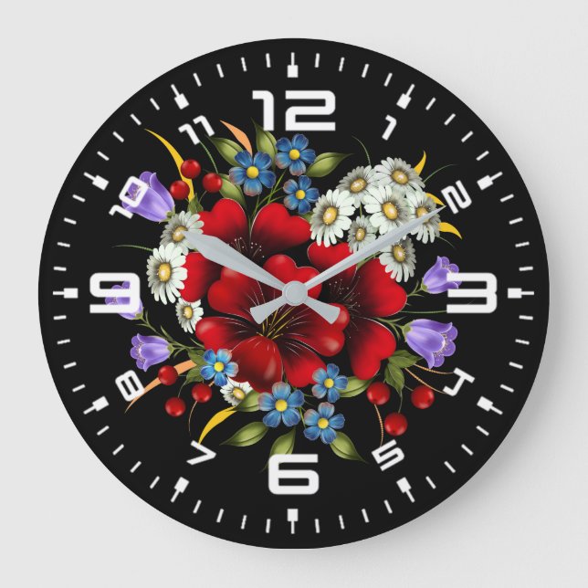 Flower Bouquet Large Clock (Front)