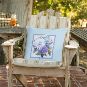 Flower bouquet light blue floral pattern cushion