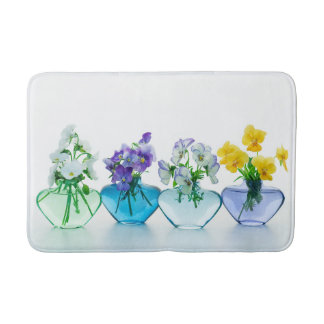 Flower Bouquet Modern Minimalist Pansies Violets Bath Mat