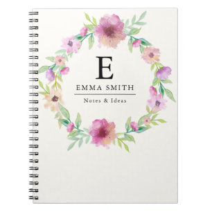Flower Bouquet monogram Personalized Notebook