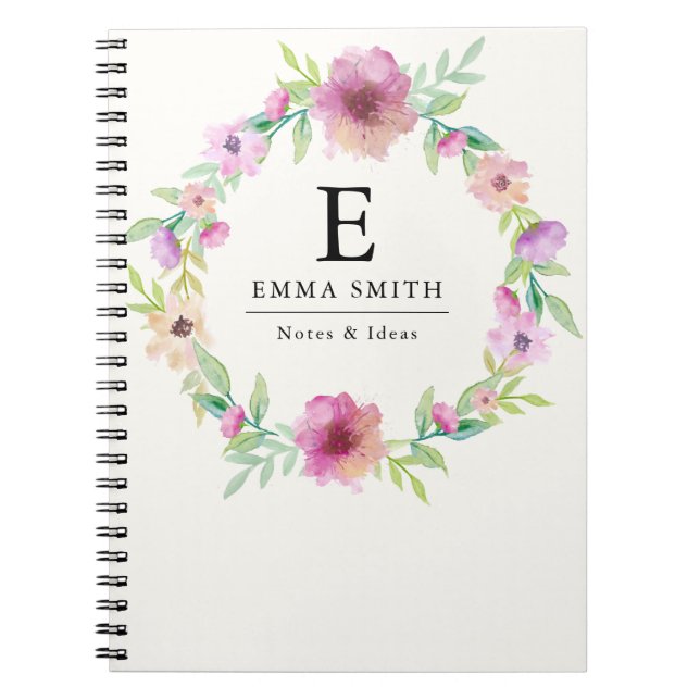 Flower Bouquet monogram Personalized Notebook (Front)