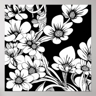 Flower Bouquet Nature Floral Ink Coloring Page Pos Poster