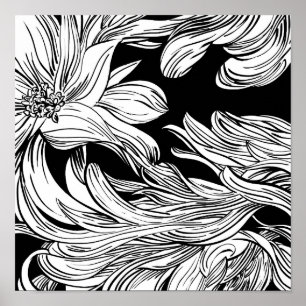Flower Bouquet Nature Floral Ink Colouring Page Poster