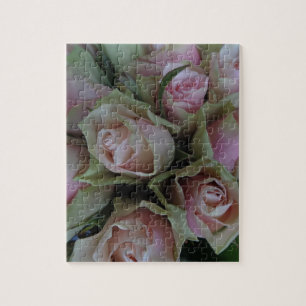 Flower Bouquet of Pink Green Roses Jigsaw Puzzle