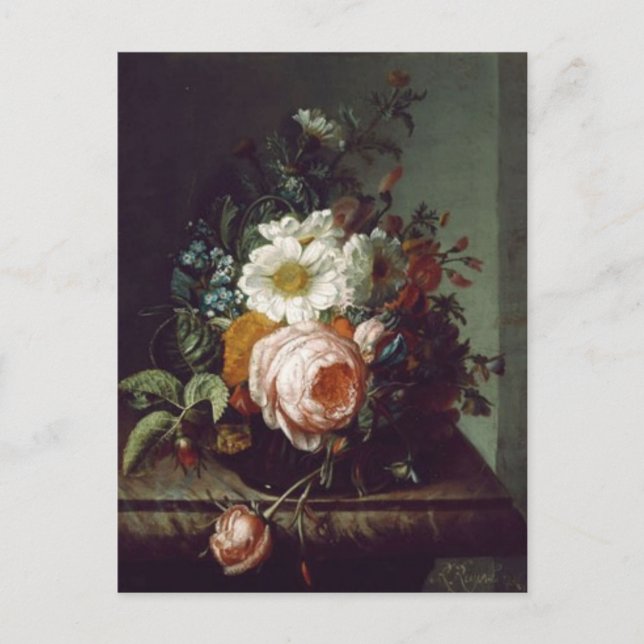 Flower Bouquet on a Marble Table by Rachel Ruysch  Postcard (Front)
