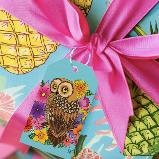 Flower Bouquet Owl Gift Tags (Creator Uploaded)