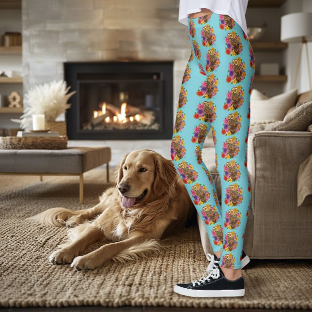Flower Bouquet Owl Leggings (Creator Uploaded)