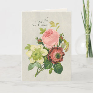 Flower bouquet Redouté Pink rose Centifolia CC1112 Holiday Card