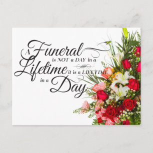 Flower bouquet script sympathy quote for funeral postcard