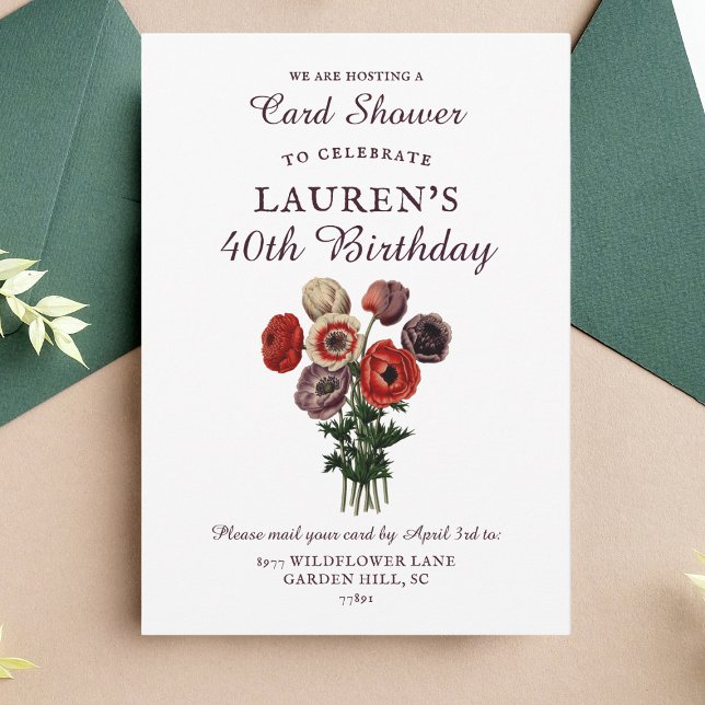 Flower Bouquet Shower by Mail 40th Birthday Invitation (Creator Uploaded)