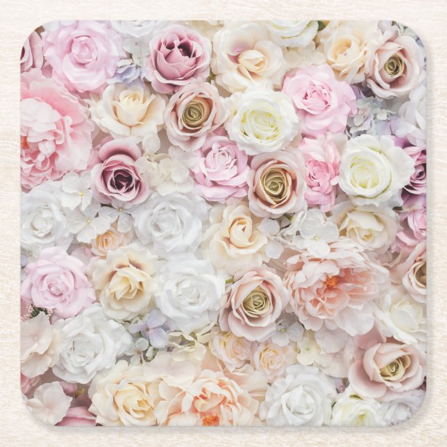 Flower Bouquet  Square Paper Coaster (Front)