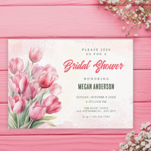 Flower bouquet tulips bridal shower invitation