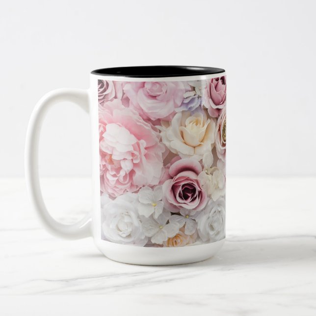 Flower Bouquet  Two-Tone Coffee Mug (Left)