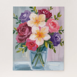 Flower Bouquet Watercolor Floral Painting Jigsaw Puzzle