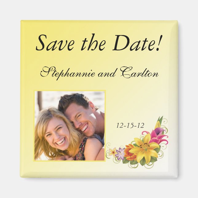 Flower Bouquet Wedding Announcement Magnet (Front)