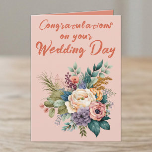 Flower Bouquet Wedding Congratulations orange Card