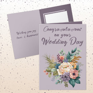 Flower Bouquet Wedding Congratulations purple Card