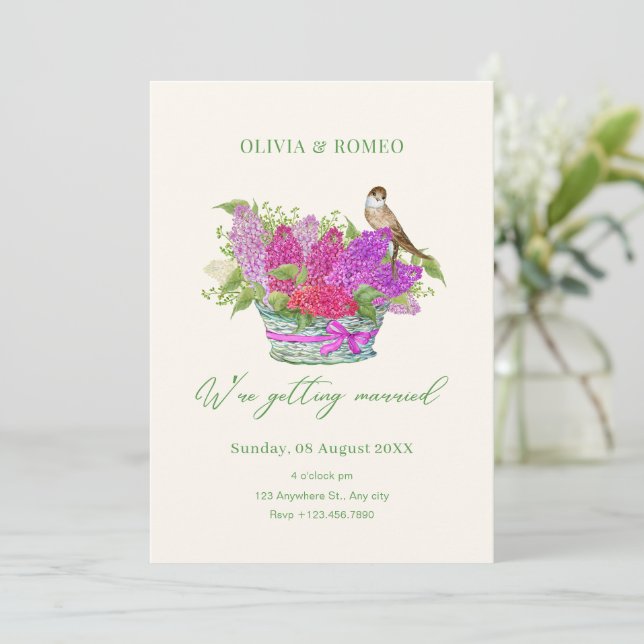 Flower bouquet wedding invitation (Standing Front)