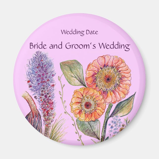 Flower Bouquet Wedding Souvenir Magnet (Front)