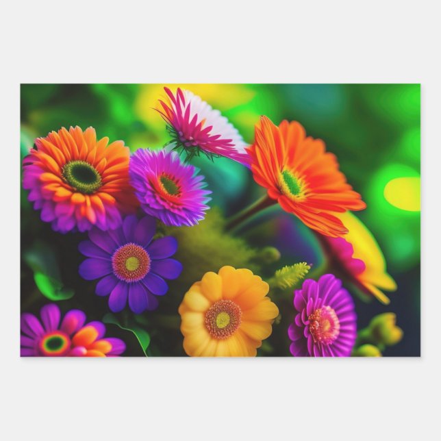 Flower Bouquet  Wrapping Paper Sheet (Front)