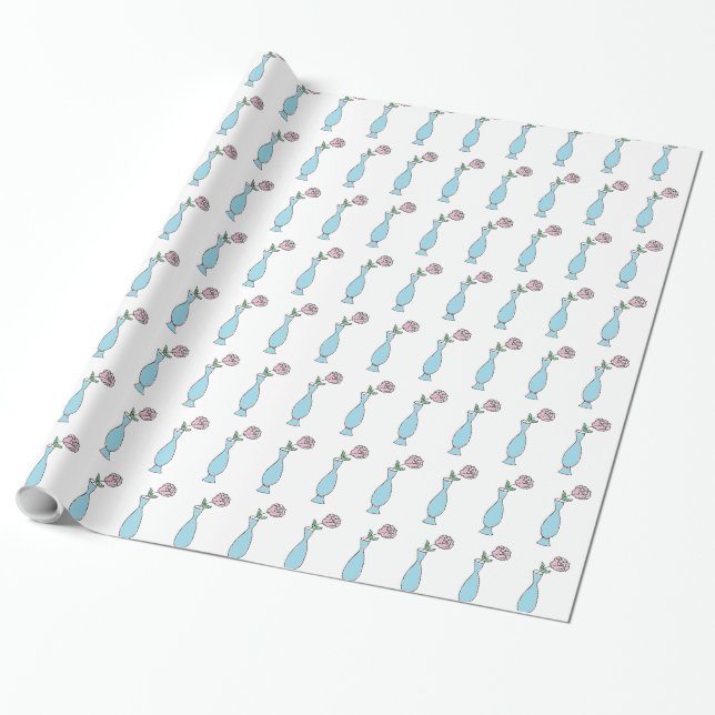 Flower Bud Vase Decorative Drawing Wrapping Paper (Unrolled)
