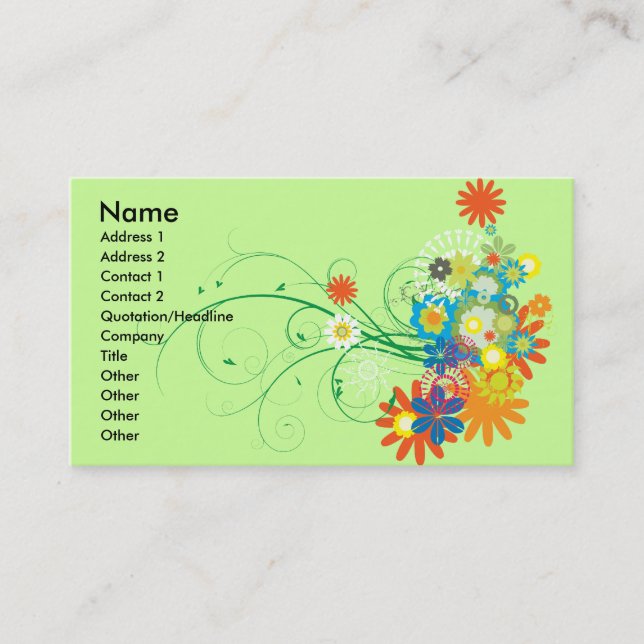 flower bunches of swirls vector business card (Front)