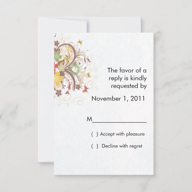 Flower Burst RSVP card with envelope (Front)