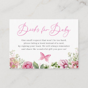 Flower Butterfly Baby Shower Book Request Enclosure Card