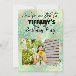 Flower & Butterfly Birthday Invitation