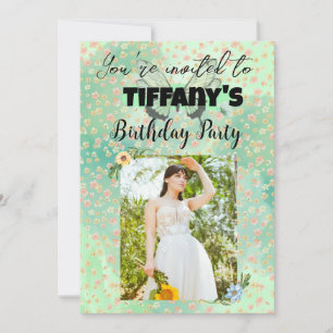 Flower & Butterfly birthday Invitation