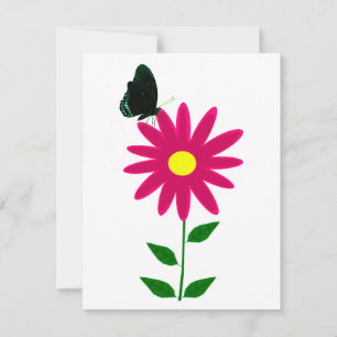 Flower Butterfly Flat Note Card