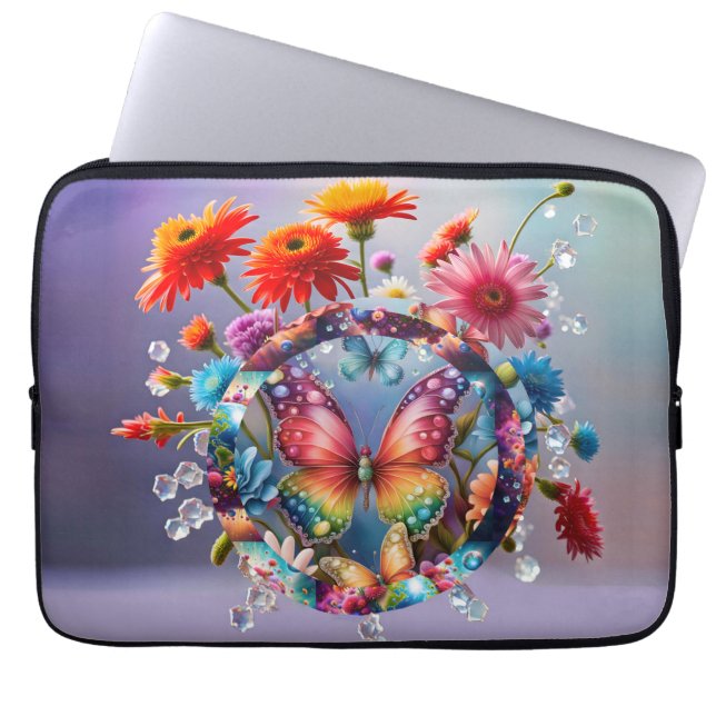 Flower Butterfly Laptop Sleeve (Front)