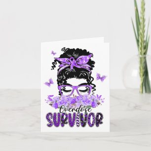 Flower Butterfly Messy Bun Overdose Survivor Gifts Card