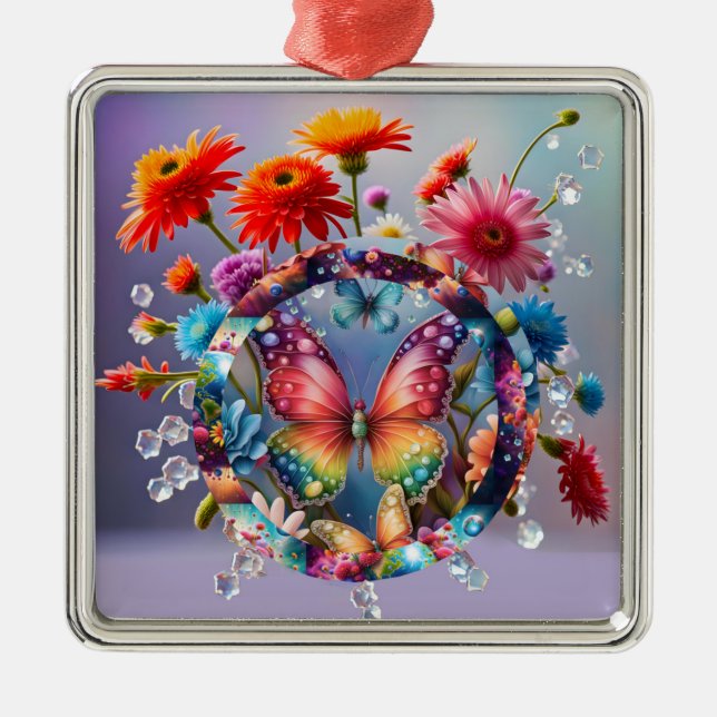 Flower Butterfly Metal Tree Decoration (Front)