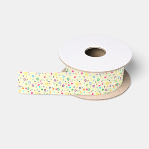 Flower Butterfly Pattern Ribbon Satin Ribbon